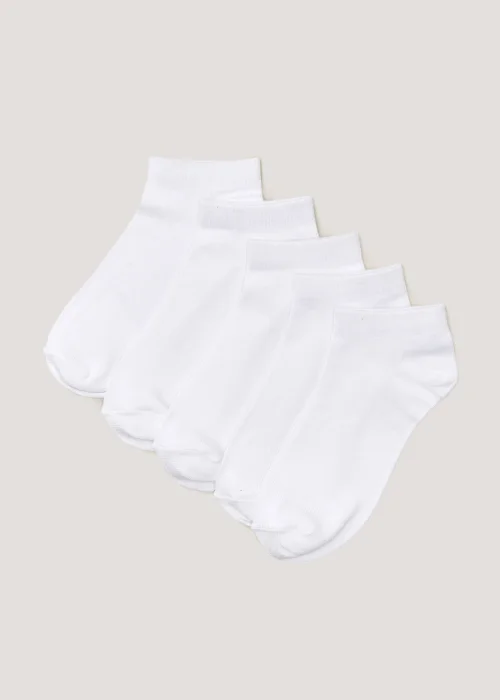 5 Pack White Soft Touch Bamboo Trainer Socks - One Size Image 1