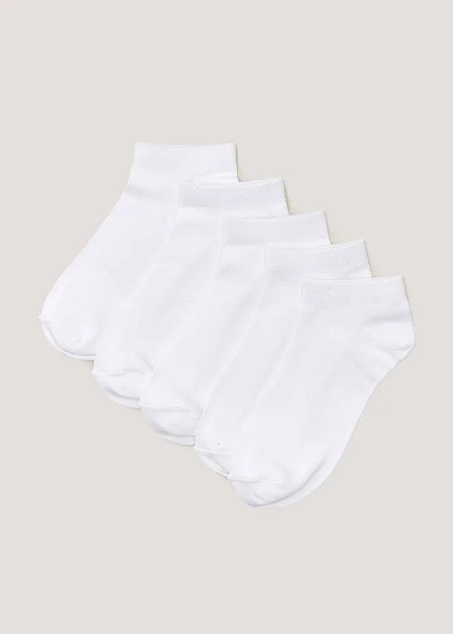5 Pack White Soft Touch Bamboo Trainer Socks