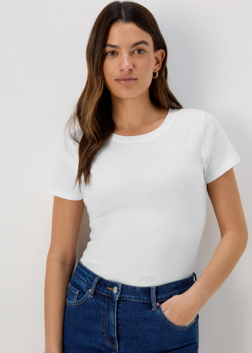 White Short Sleeve Fitted T-Shirt - Size 8 Image 1