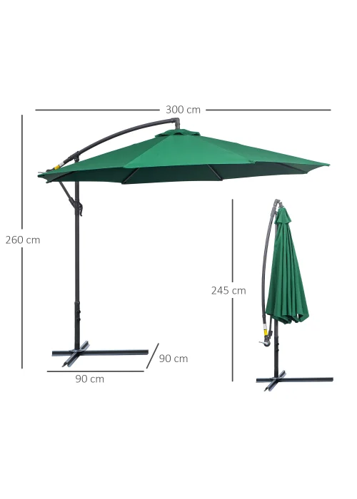 Outsunny Garden Banana Parasol Cantilever Umbrella (3m) - No Size Image 3