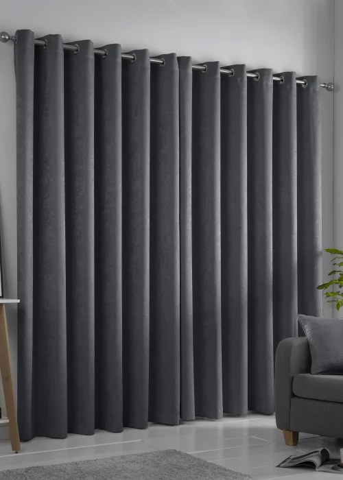 Fusion Strata Dimout Grey Eyelet Curtains - 90W X 108D (229x275cm) Image 3