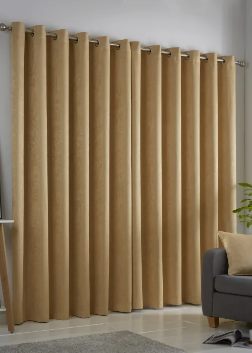 Fusion Strata Dimout Yellow Eyelet Curtains - 90W X 72D (229x183cm) Image 2