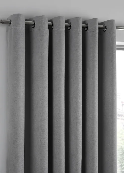 Fusion Strata Dimout Silver Eyelet Curtains - 46W X 54D (116x137cm) Image 2