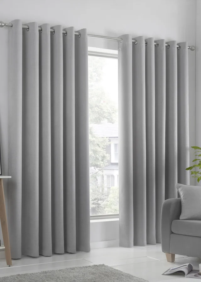 Fusion Strata Dimout Silver Eyelet Curtains