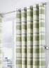 Fusion Balmoral Check Green Eyelet Curtains - 46W X 54D (116x137cm) Image 2