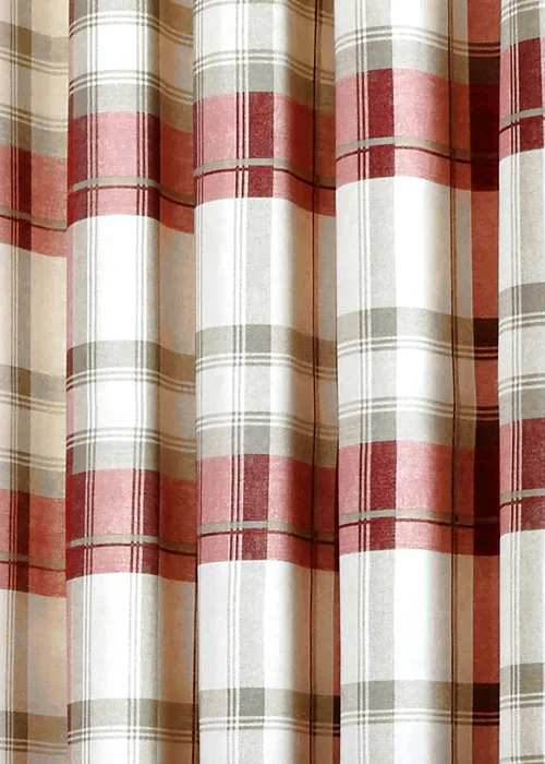 Fusion Balmoral Check Red Eyelet Curtains - 46W X 54D (116x137cm) Image 5