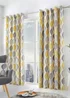 Fusion Lennox Grey and Yellow Eyelet Curtains - 46W X 54D (116x137cm) Image 1