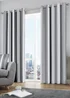 Fusion Whitworth Stripe Grey Eyelet Curtains - 46W X 54D (116x137cm) Image 1