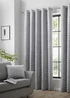 Curtina Kendal Silver Eyelet Curtains - 46W X 54D (116x137cm) Image 1