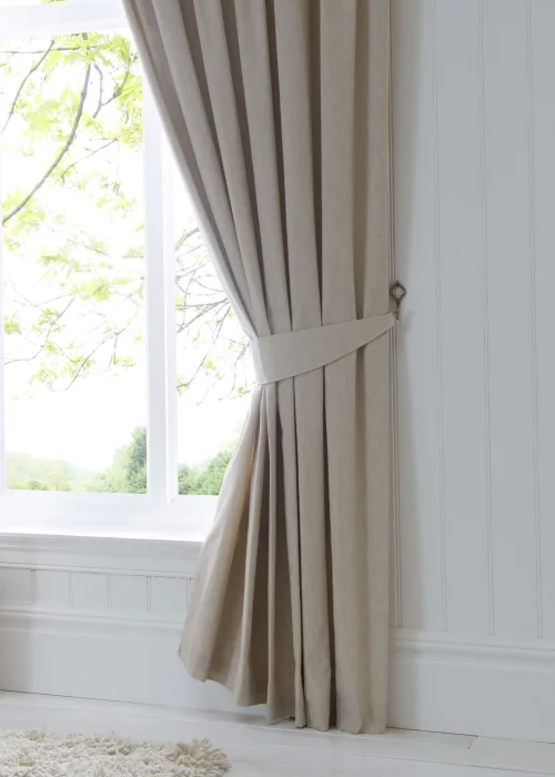 Fusion Dijon Blackout Natural Pencil Pleat Curtains - 46W X 54D (116x137cm) Image 3