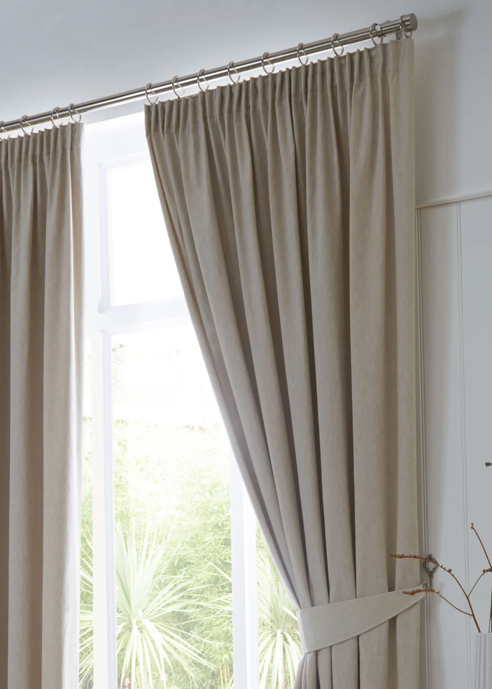 Fusion Dijon Blackout Natural Pencil Pleat Curtains - 46W X 54D (116x137cm) Image 2