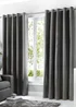 Fusion Sorbonne Grey Eyelet Curtains - 46W X 54D (116x137cm) Image 1