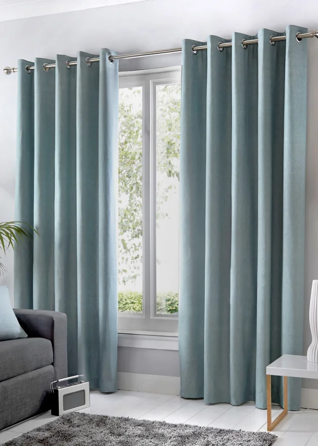 Fusion Sorbonne Duck Egg Blue Eyelet Curtains
