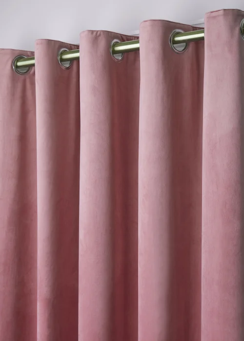 Laurence Llewelyn-Bowen Montrose Velvet Blackout Pink Eyelet Curtains - 46W X 54D (116x137cm) Image 2