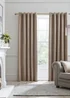 Laurence Llewelyn-Bowen Montrose Velvet Blackout Beige Eyelet Curtains - 46W X 54D (116x137cm) Image 1