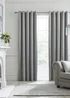 Laurence Llewelyn-Bowen Montrose Velvet Blackout Silver Eyelet Curtains - 46W X 54D (116x137cm) Image 1