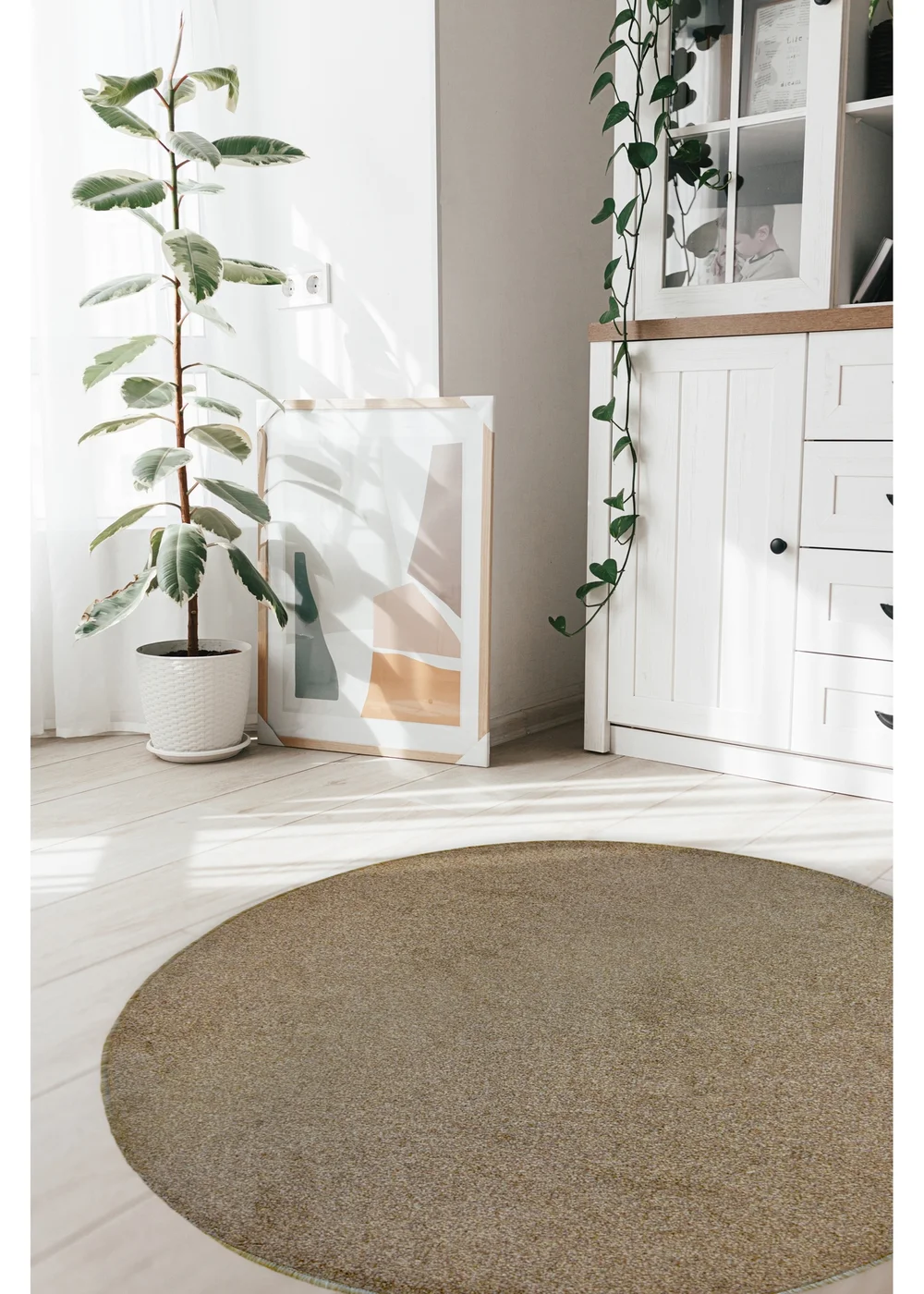 Relay Classic Natural Beige Circle Rug - 200cm Image 1