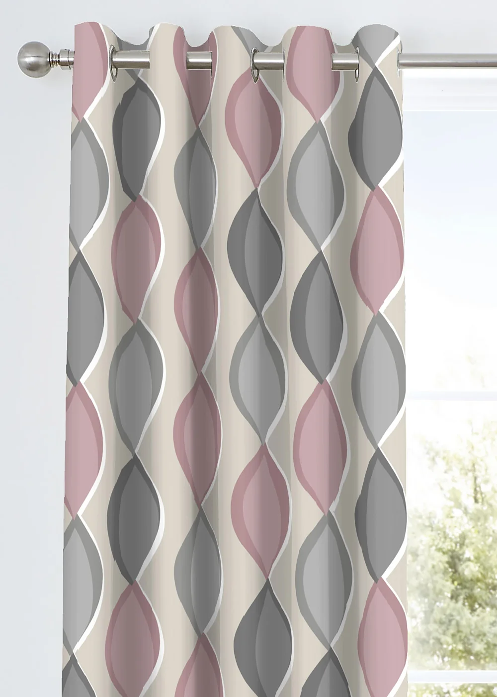 Fusion Lennox Pink Eyelet Curtains - 46W X 54D (116x137cm) Image 2