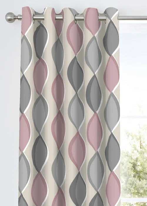 Fusion Lennox Pink Eyelet Curtains - 46W X 54D (116x137cm) Image 2