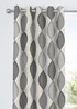 Fusion Lennox Grey Eyelet Curtains - 46W X 54D (116x137cm) Image 2