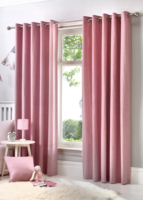 Fusion Sorbonne Pink Eyelet Curtains - 66W X 90D (168x229cm) Image 1