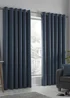 Fusion Strata Dimout Navy Eyelet Curtains - 46W X 54D (116x137cm) Image 1