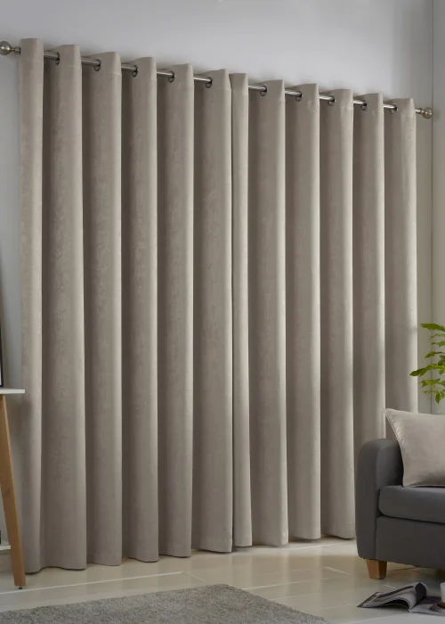 Fusion Strata Dimout Natural Eyelet Curtains - 46W X 54D (116x137cm) Image 2