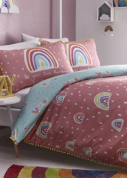 Appletree Kids 100% Cotton Pom Pom Rainbow Duvet Cover - Single Image 3