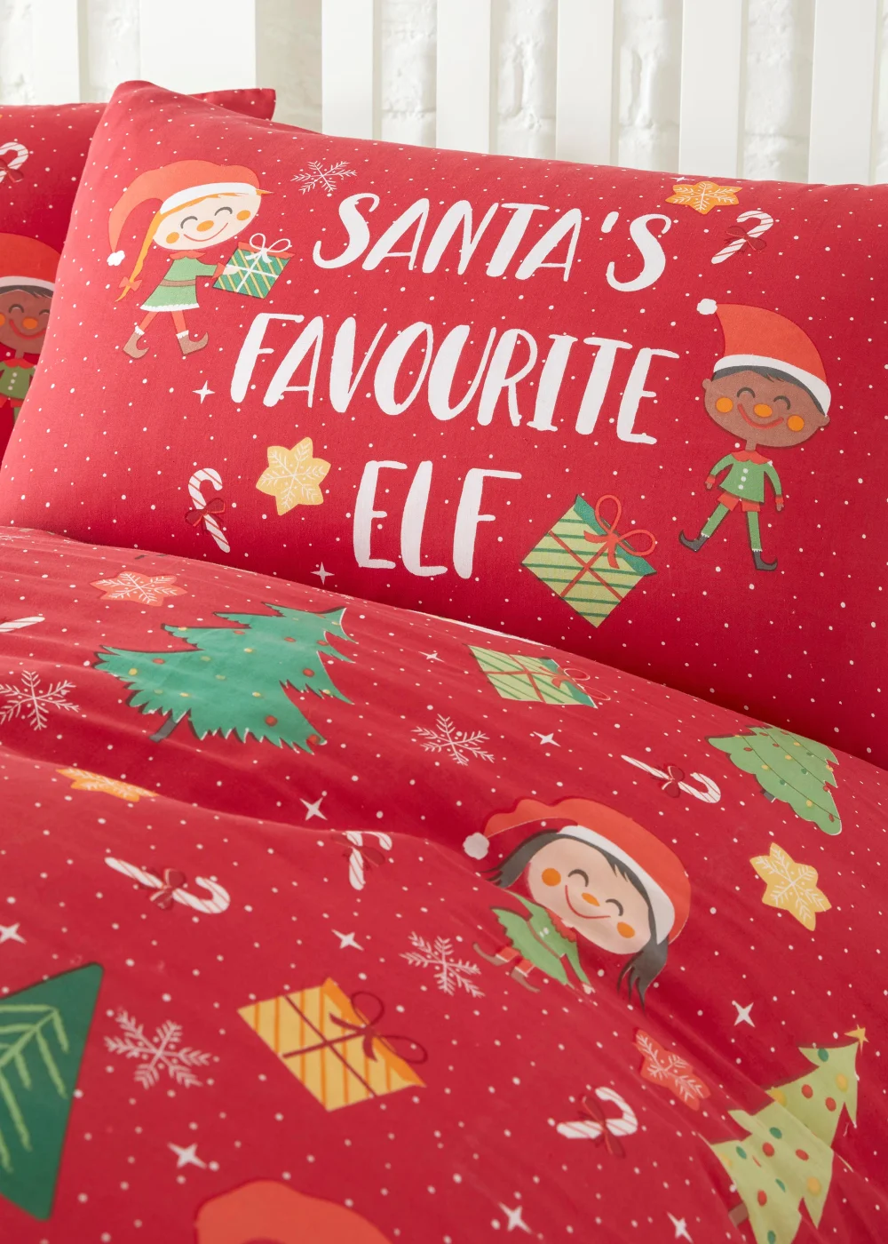 Fusion Christmas Elf & Santa Red Duvet Cover - Single Image 4