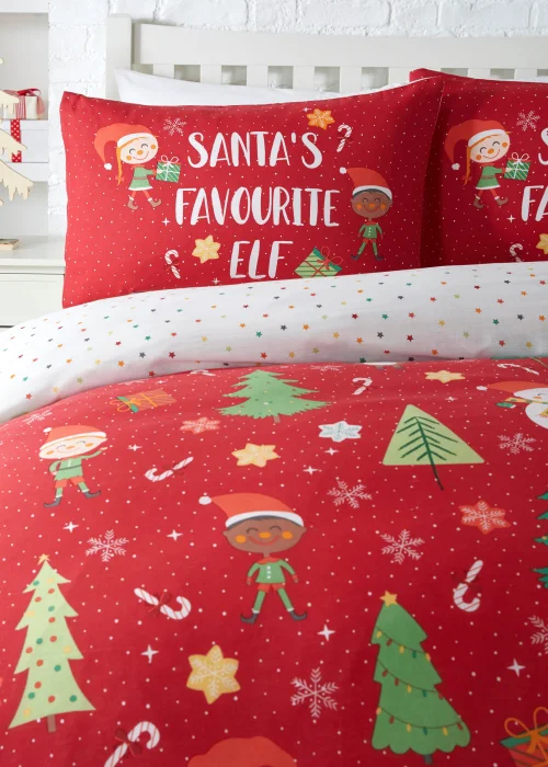 Fusion Christmas Elf & Santa Red Duvet Cover - Single Image 3