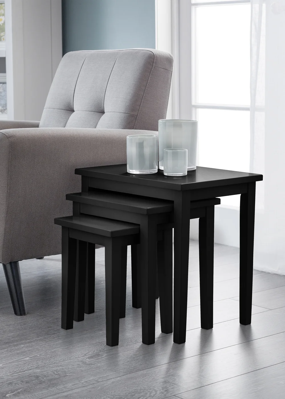 Julian Bowen Cleo Nest Of Tables Black (46 x 48 x 33 cm) - No Size Image 1