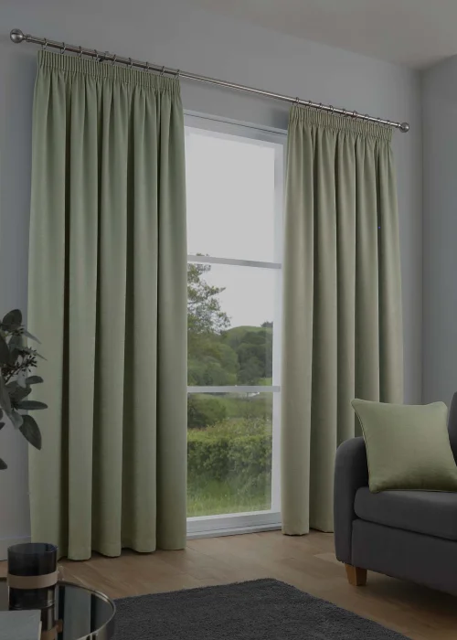 Fusion Galaxy Dimout Green Pencil Pleat Curtains - 90W X 72D (229x183cm) Image 1