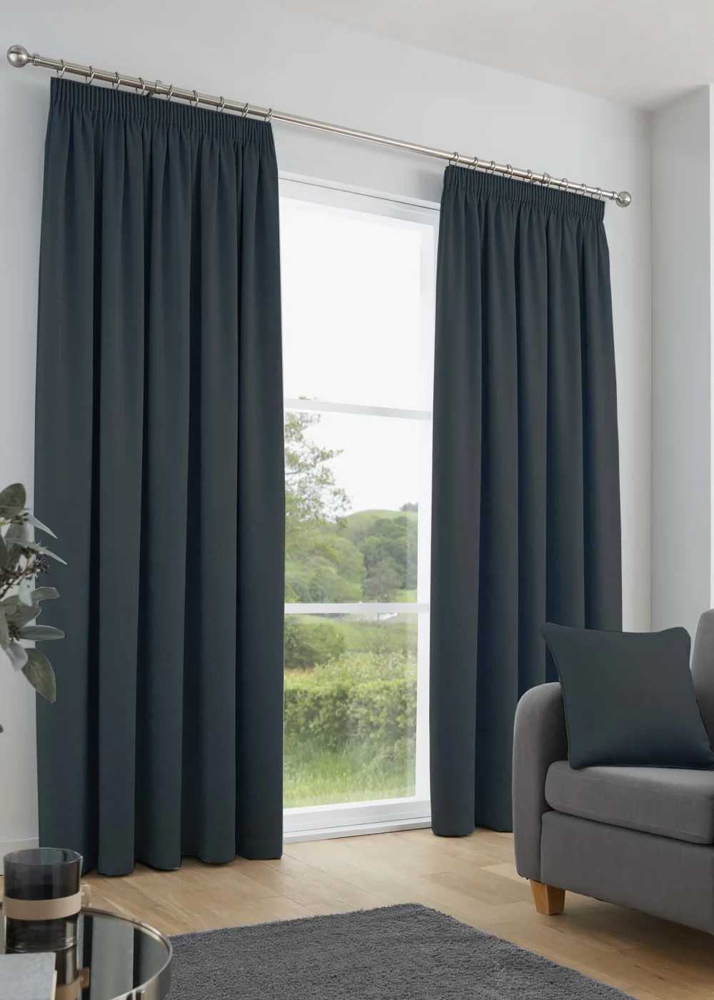 Fusion Galaxy Dimout Navy Pencil Pleat Curtains - 46W X 54D (116x137cm) Image 1