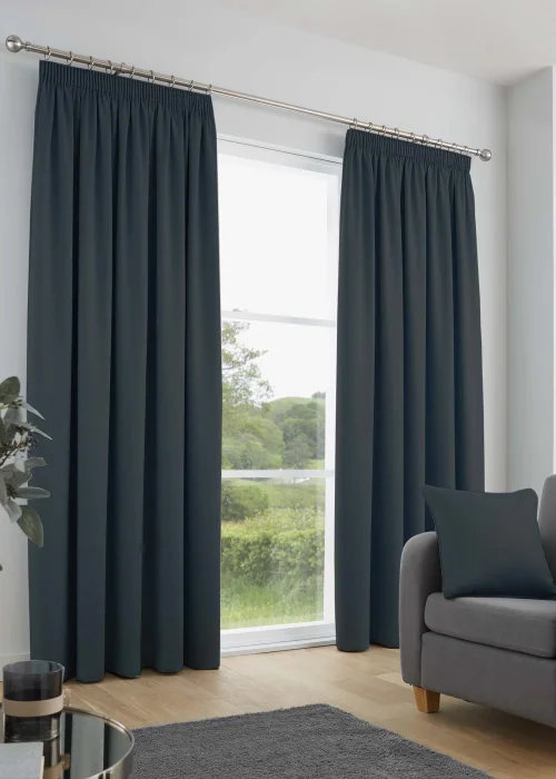 Fusion Galaxy Dimout Navy Pencil Pleat Curtains - 46W X 54D (116x137cm) Image 1