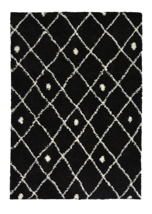 Homemaker Black Snug Shaggy Diamond Rug - 120 x 170 Image 2