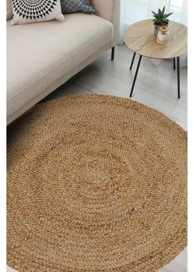 Relay Jute Circle Natural Beige Rug