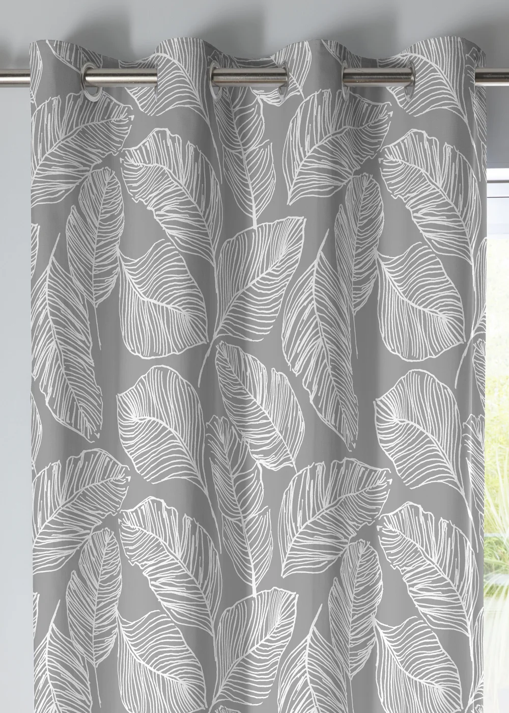 Fusion Matteo Grey Eyelet Curtains - 46W X 54D (116x137cm) Image 2