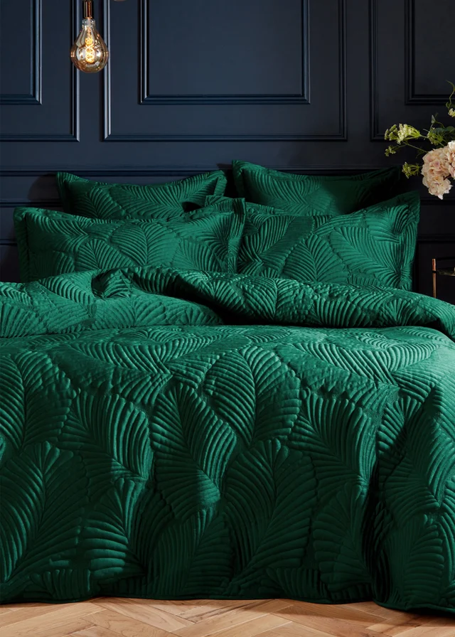 Paoletti Palmeria Quilted Velvet Duvet Cover