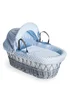 Clair de Lune Blue Dimple Wicker Moses Basket - No Size Image 1