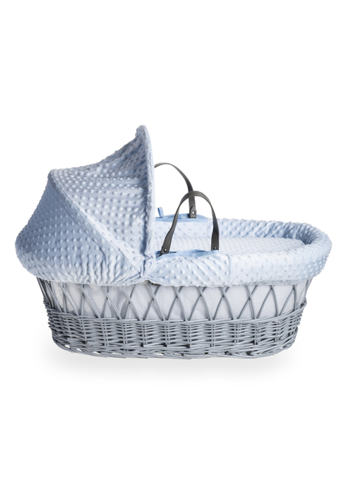 Clair de Lune Blue Dimple Wicker Moses Basket - No Size Image 3