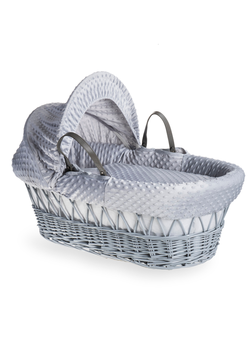 Clair de Lune Grey Dimple Wicker Moses Basket - One Size Image 1