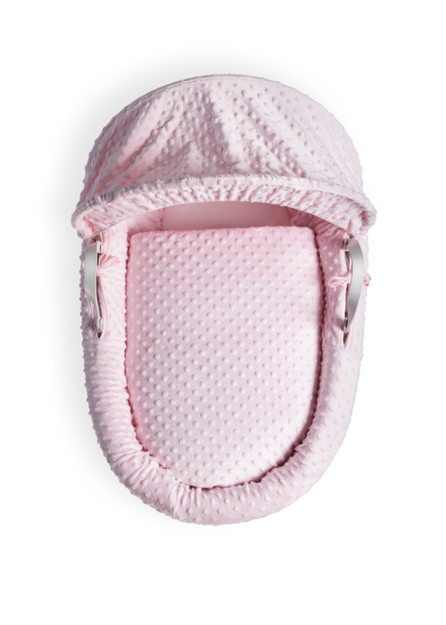 Clair de Lune Pink Dimple White Wicker Moses Basket - No Size Image 2