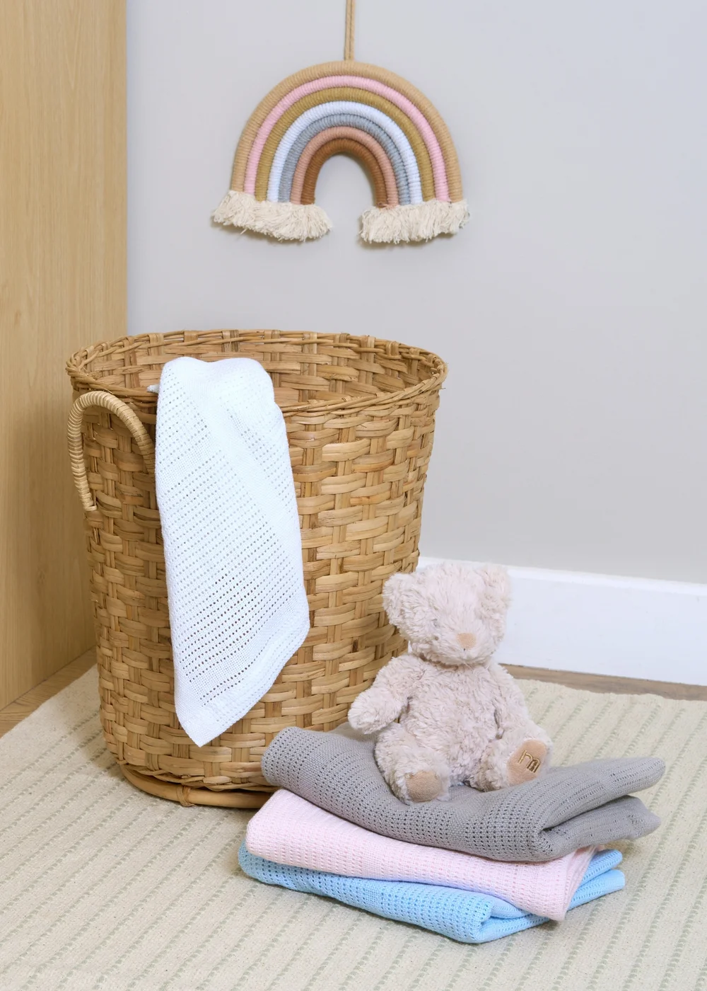 Clair de Lune Blue Soft Cotton Cellular Pram Blanket - 70 X 90 Image 3