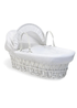 Clair de Lune White Waffle Wicker Moses Basket with Deluxe Rocking Stand - One Size Image 1