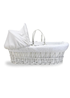 Clair de Lune White Waffle Wicker Moses Basket with Deluxe Rocking Stand - One Size Image 3