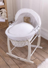 Clair de Lune White Waffle Wicker Moses Basket with Deluxe Rocking Stand - One Size Image 2