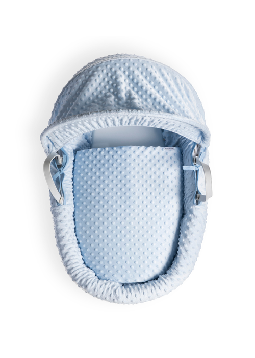 Clair de Lune Blue Dimple Wicker Moses Basket With Deluxe Rocking Stand - No Size Image 3