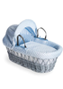 Clair de Lune Blue Dimple Wicker Moses Basket With Deluxe Rocking Stand - No Size Image 2