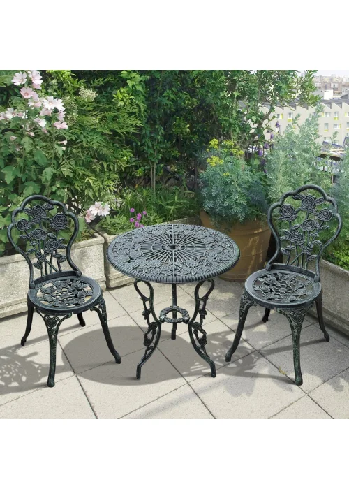 Outsunny 3 Piece Garden Cast Aluminium Bistro Set - No Size Image 1
