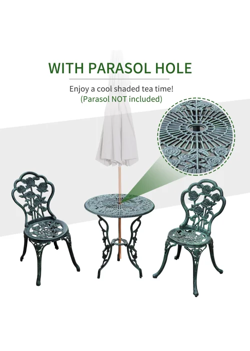 Outsunny 3 Piece Garden Cast Aluminium Bistro Set - No Size Image 4